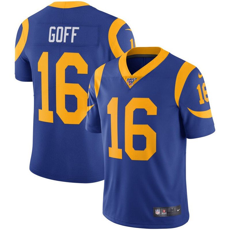 Nike Rams 16 Jared Goff Royal 100th Season Vapor Untouchable Limited Jersey