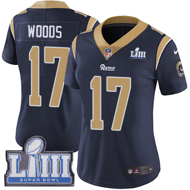  Rams 17 Robert Woods Navy Women 2019 Super Bowl LIII Vapor Untouchable Limited Jersey