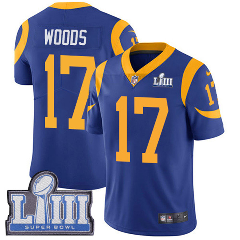  Rams 17 Robert Woods Royal 2019 Super Bowl LIII Vapor Untouchable Limited Jersey