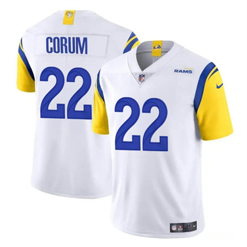 Nike Rams 22 Blake Corum White 2024 NFL Draft Vapor Limited Jersey