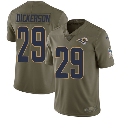  Rams 29 Eric Dickerson Olive Salute To Service Limited Jersey