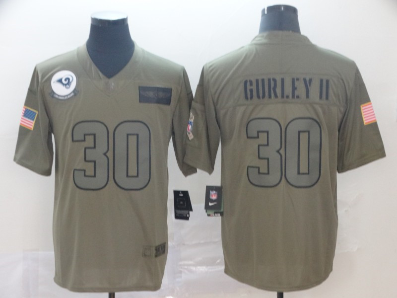 Nike Rams 30 Todd Gurley II 2019 Olive Salute To Service Limited Jersey