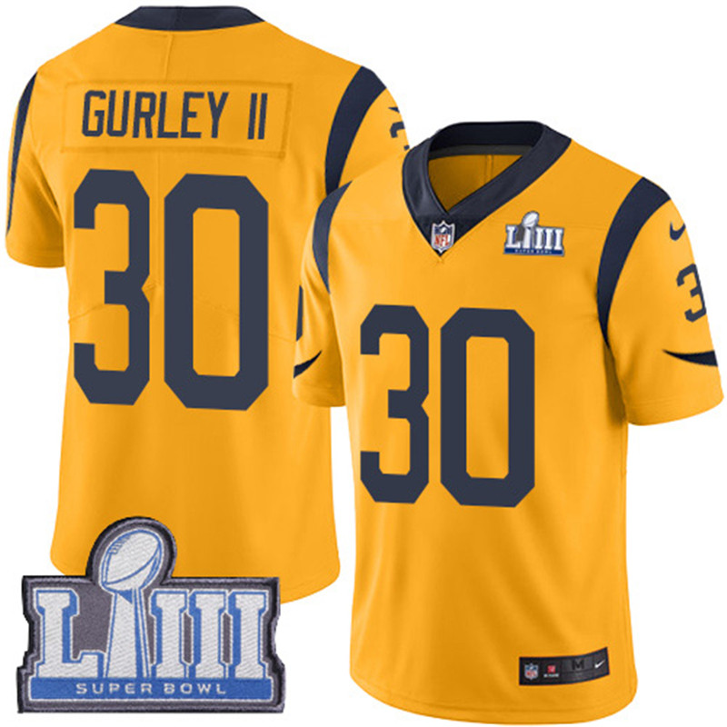  Rams 30 Todd Gurley II Gold Youth 2019 Super Bowl LIII Color Rush Limited Jersey