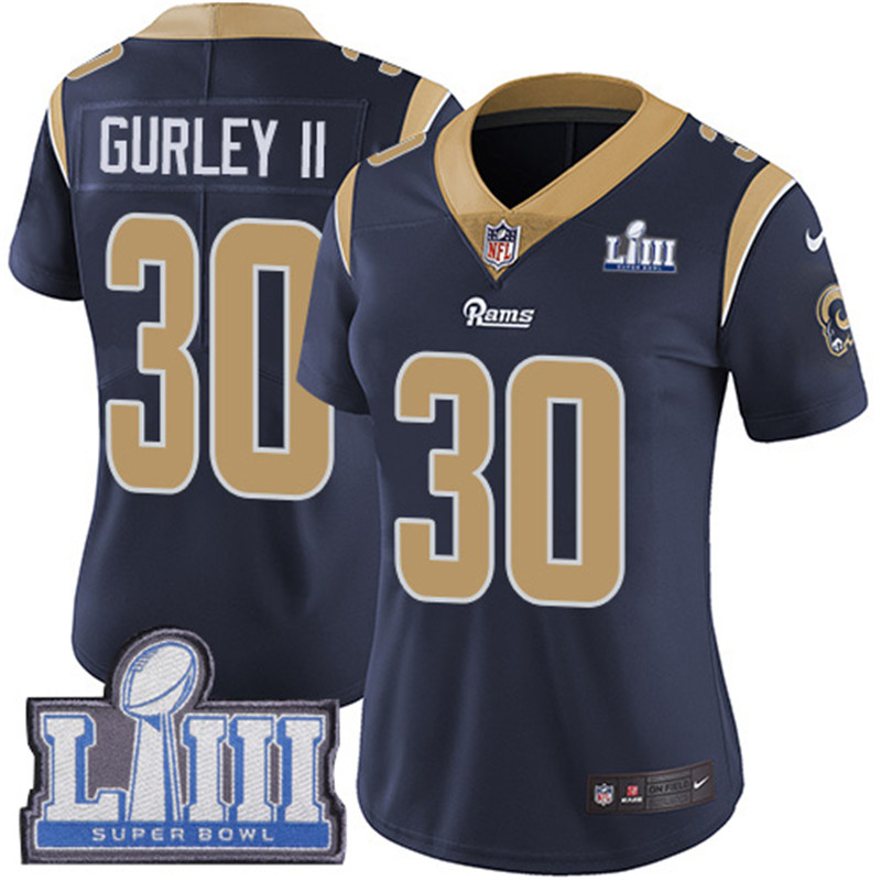  Rams 30 Todd Gurley II Navy Women 2019 Super Bowl LIII Vapor Untouchable Limited Jersey