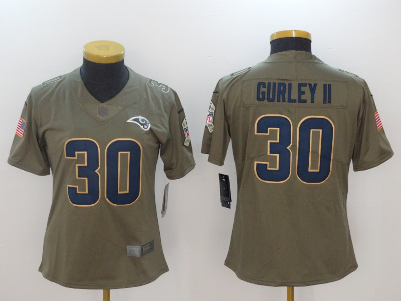 Rams 30 Todd Gurley II Olive Women Salute To Service Limited Jersey