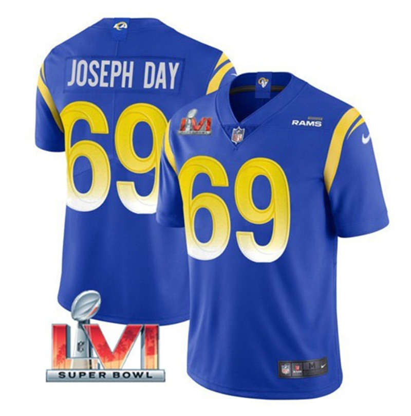 Nike Rams 69 Sebastian Joseph Day Royal 2022 Super Bowl LVI Vapor Limited Jersey