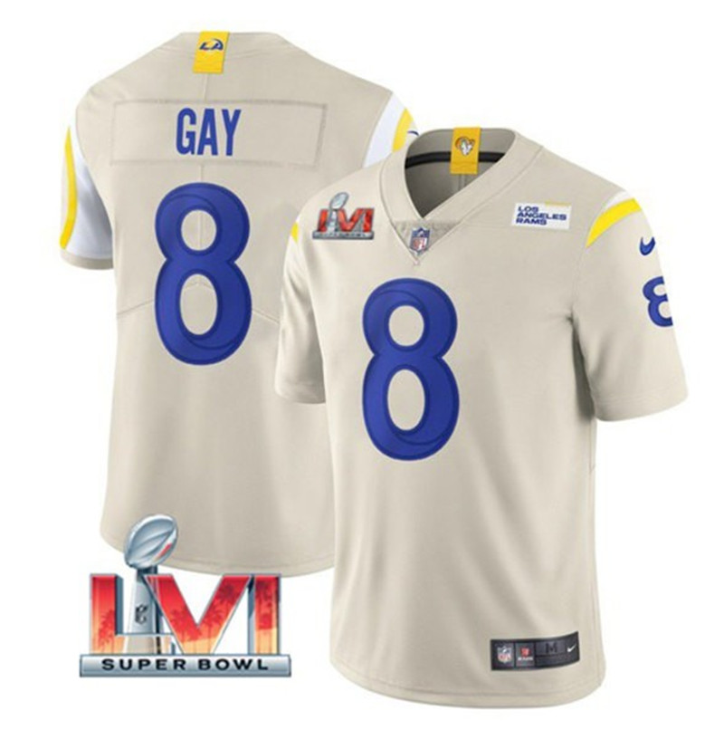 Nike Rams 8 Matt Gay Bone 2022 Super Bowl LVI Vapor Limited Jersey