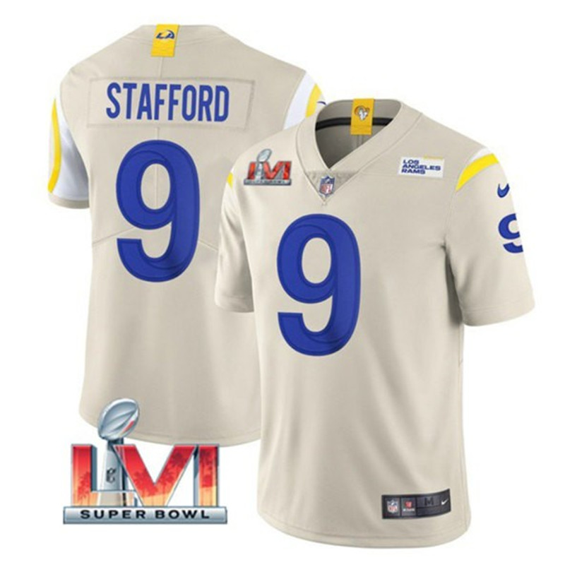 Nike Rams 9 Matthew Stafford Bone 2022 Super Bowl LVI Vapor Limited Jersey
