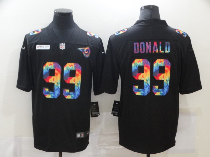 Nike Rams 99 Aaron Donald Black Vapor Untouchable Rainbow Limited Jersey