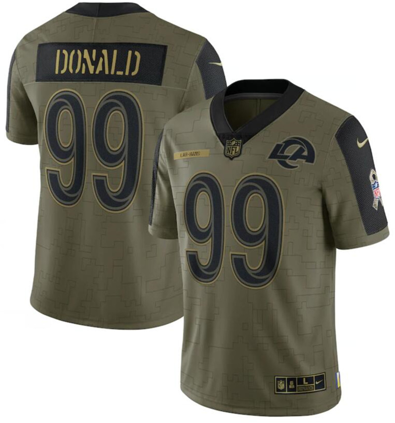 Nike Rams 99 Aaron Donald Olive 2021 Salute To Service Limited Jersey