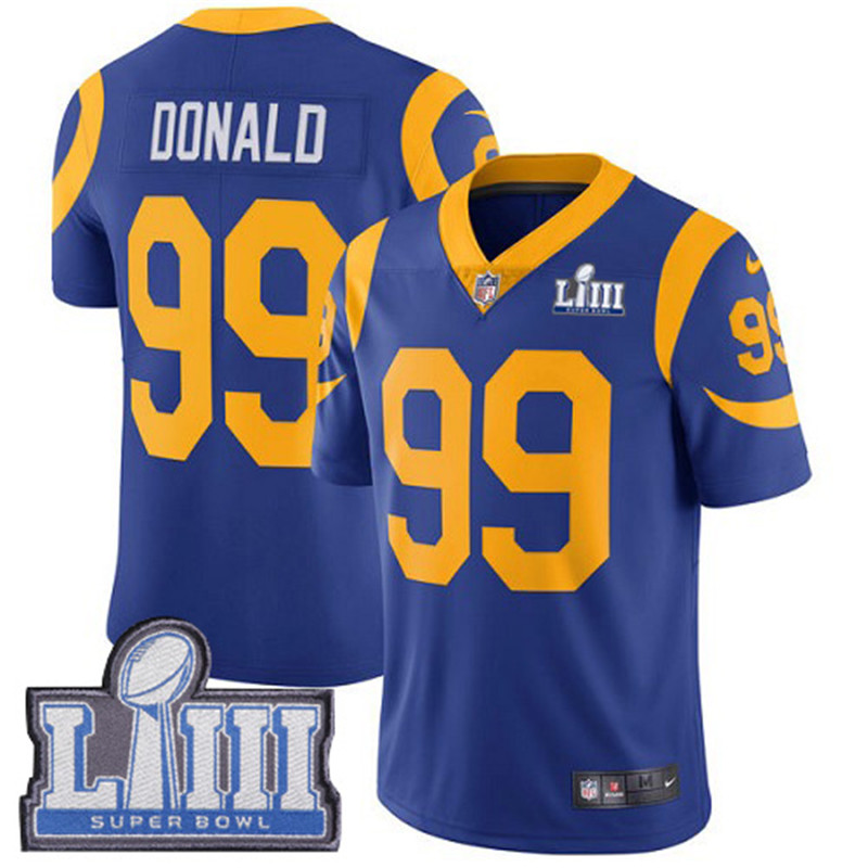  Rams 99 Aaron Donald Royal 2019 Super Bowl LIII Vapor Untouchable Limited Jersey