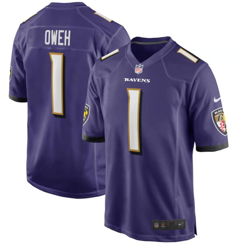 Nike Ravens 1 Jayson Oweh Purple 2021 NFL Draft Vapor Untouchable Limited Jersey