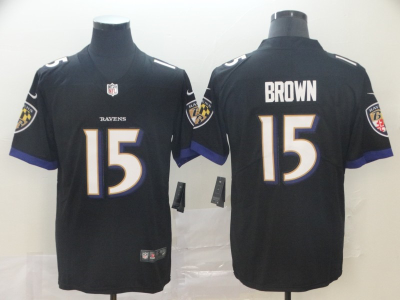 Nike Ravens 15 Marquise Brown Black Alternate Vapor Untouchable Limited Jersey