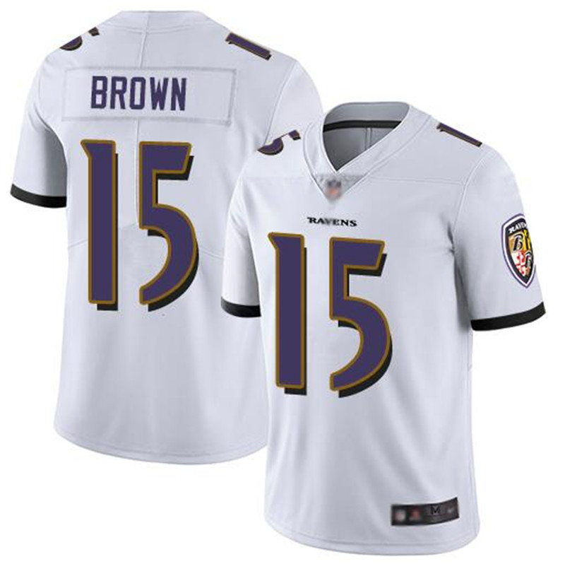 Nike Ravens 15 Marquise Brown White Vapor Untouchable Limited Jersey