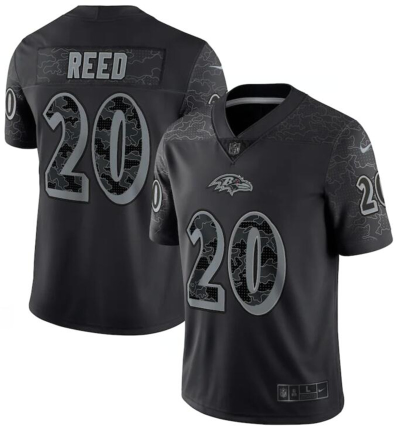 Nike Ravens 20 Ed Reed Black RFLCTV Limited Jersey