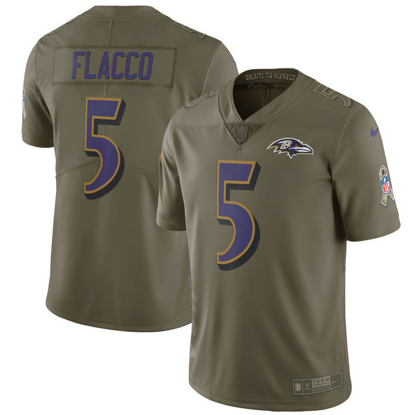  Ravens 5 Joe Flacco Olive Salute To Service Limited Jersey