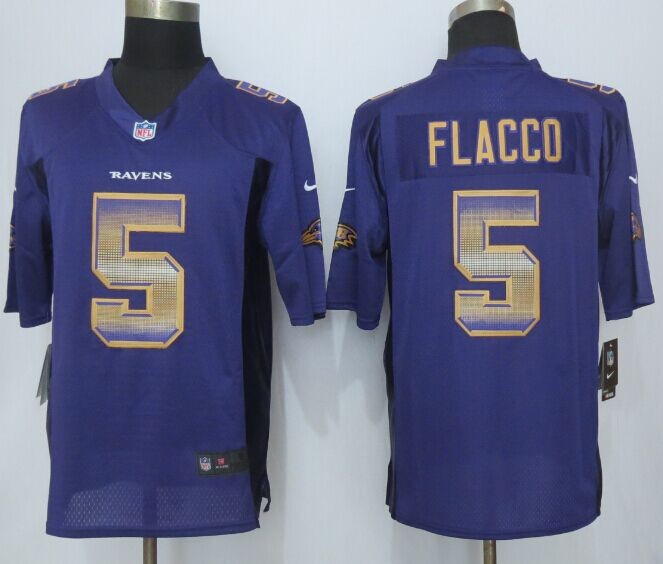  Ravens 5 Joe Flacco Purple Pro Line Fashion Strobe Jersey