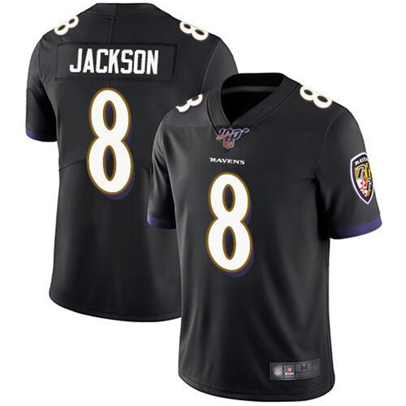 Nike Ravens 8 Lamar Jackson Black 100th Season Vapor Untouchable Limited Jersey