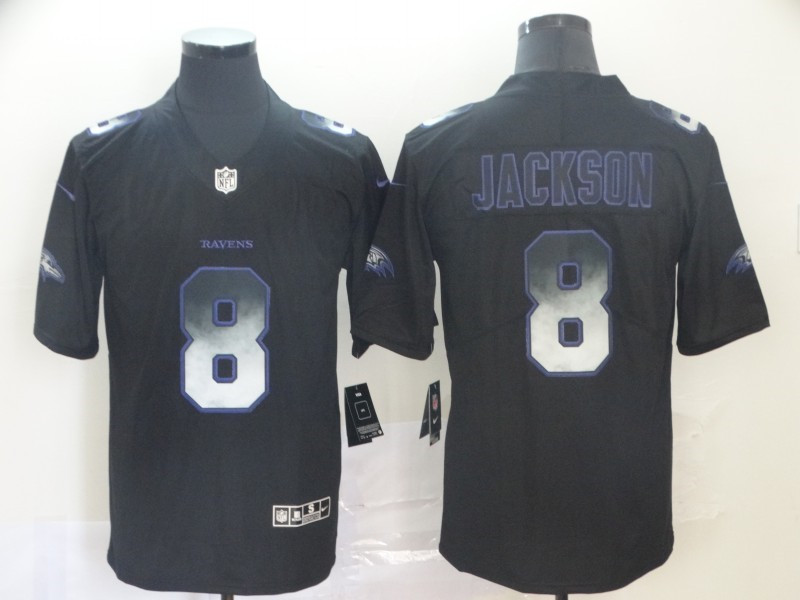 Nike Ravens 8 Lamar Jackson Black Arch Smoke Vapor Untouchable Limited Jersey