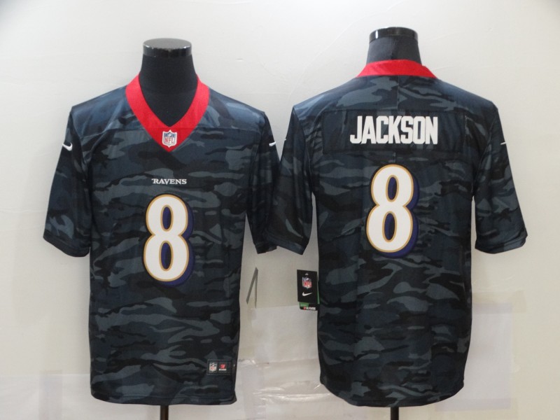 Nike Ravens 8 Lamar Jackson Black Camo Limited Jersey