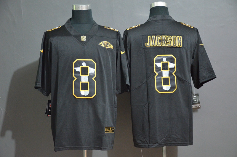 Nike Ravens 8 Lamar Jackson Black Jesus Faith Edition Limited Jersey