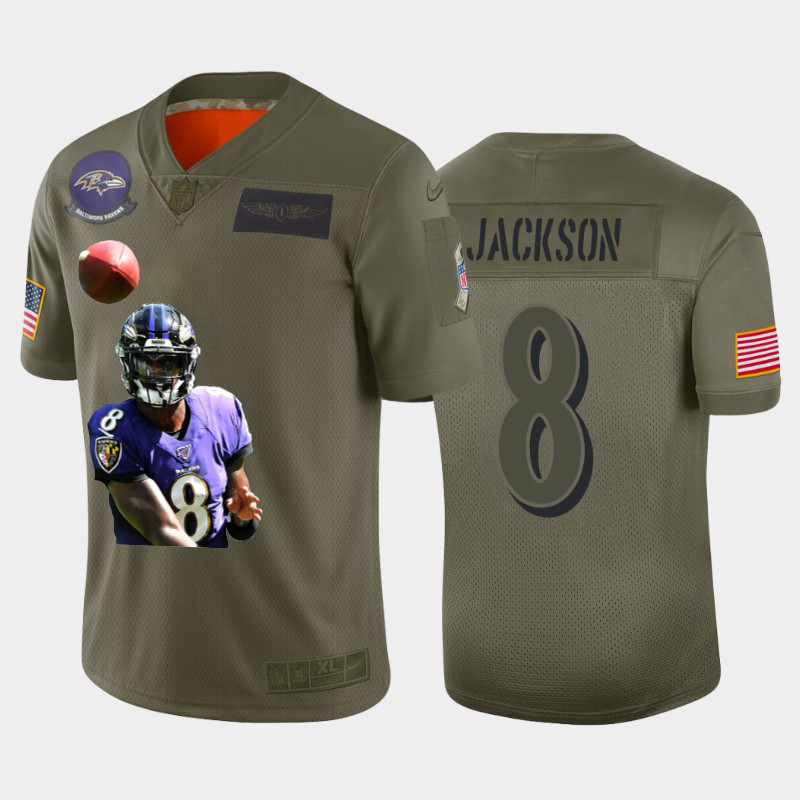 Nike Ravens 8 Lamar Jackson Olive Player Name Logo Vapor Untouchable Limited Jersey