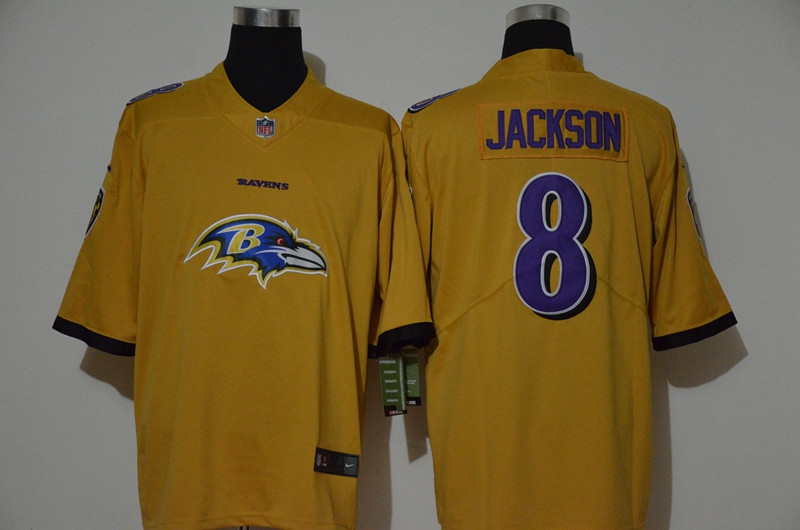 Nike Ravens 8 Lamar Jackson Yellow Vapor Untouchable Limited Jersey