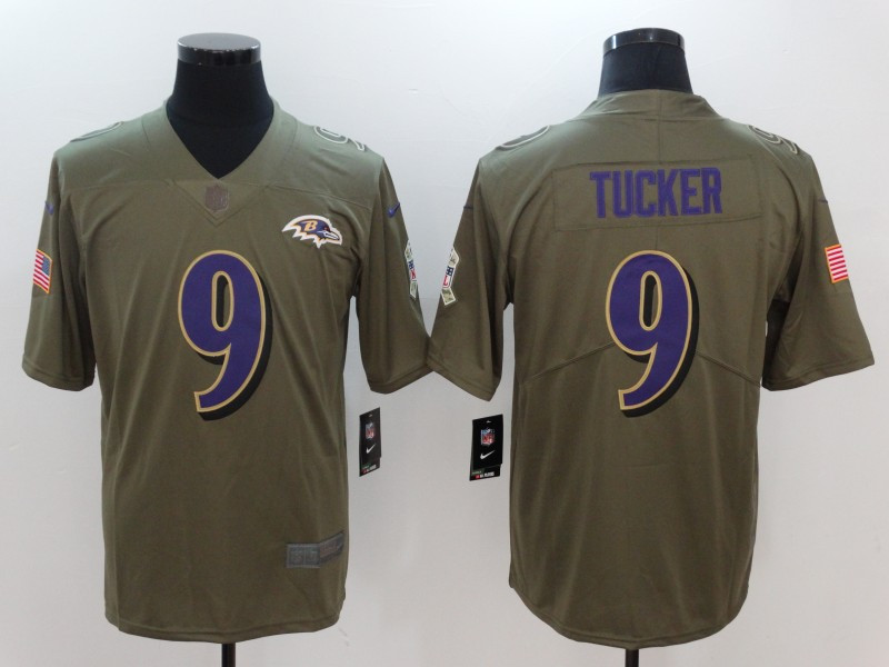  Ravens 9 Justin Tucker Olive Salute To Service Limited Jersey