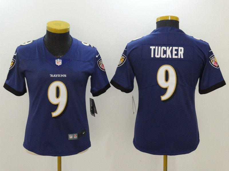  Ravens 9 Justin Tucker Purple Women Vapor Untouchable Player Limited Jersey