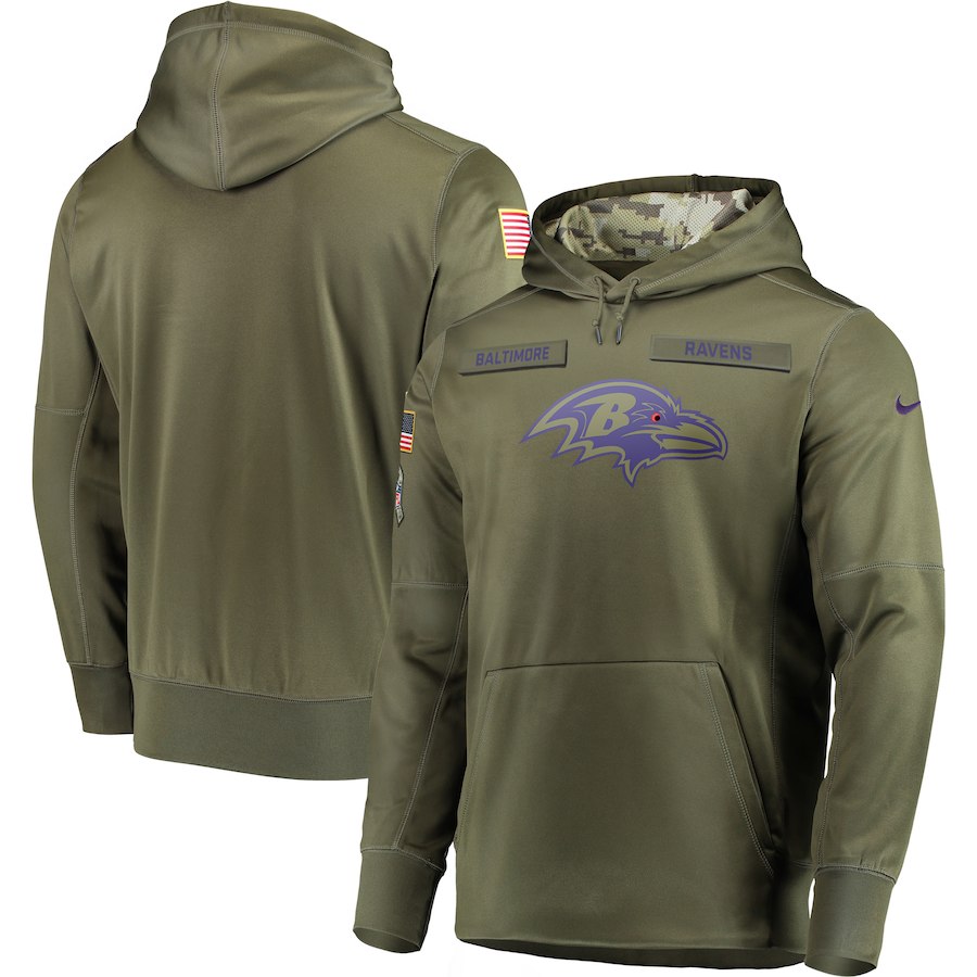  Ravens Olive Salute To Service Men's Pullove Hoodie