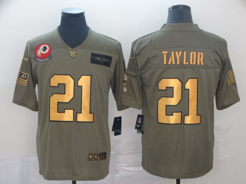 Nike Redskins 21 Sean Taylor 2019 Olive Gold Salute To Service Limited Jersey