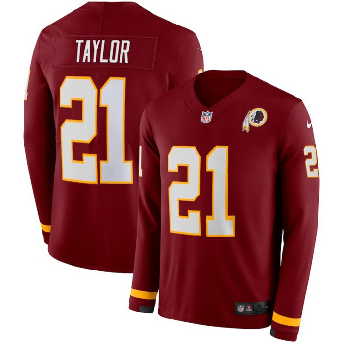  Redskins 21 Sean Taylor Red Therma Long Sleeve Jersey