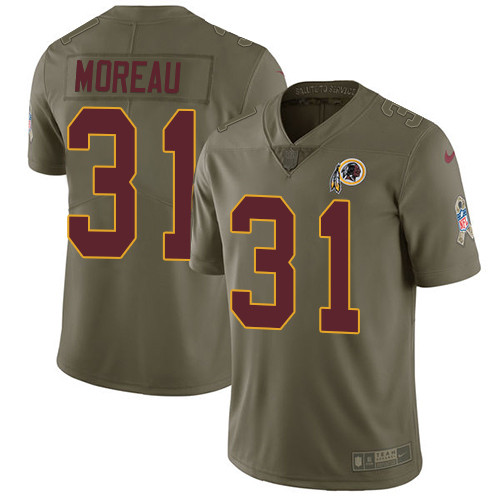  Redskins 31 Fabian Moreau Olive Salute To Service Limited Jersey