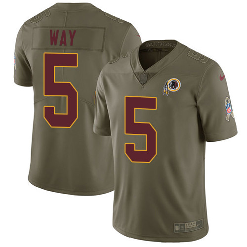  Redskins 5 Tress Way Olive Salute To Service Limited Jersey
