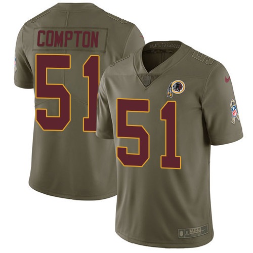  Redskins 51 Will Compton Olive Salute To Service Limited Jersey