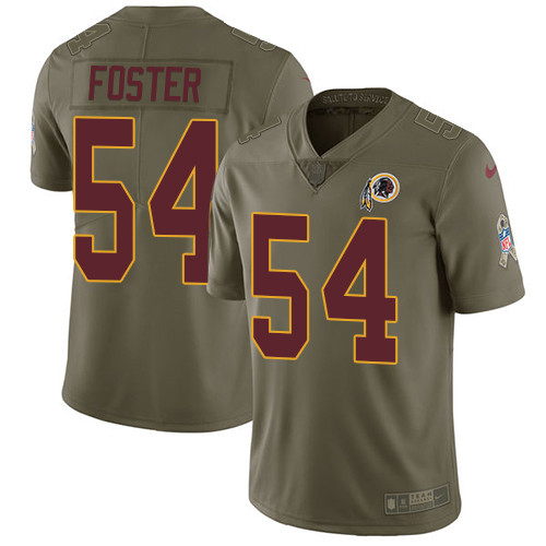  Redskins 54 Mason Foster Olive Salute To Service Limited Jersey