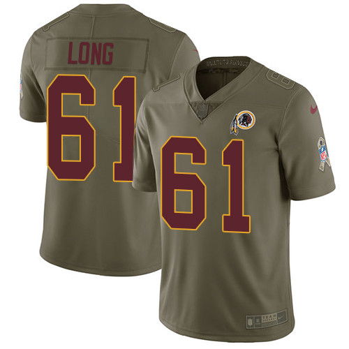  Redskins 61 Spencer Long Olive Salute To Service Limited Jersey