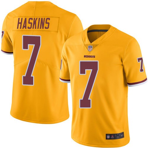 Nike Redskins 7 Dwayne Haskins Gold 2019 NFL Draft First Round Pick Color Rush Limited Jersey
