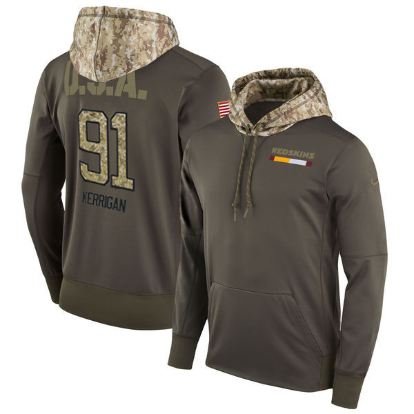  Redskins 91 Ryan Kerrigan Olive Salute To Service Pullover Hoodie