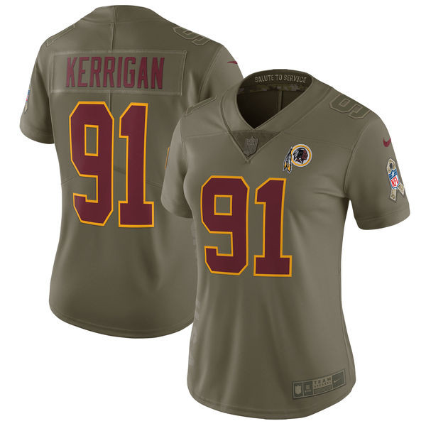  Redskins 91 Ryan Kerrigan Women Olive Salute To Service Limited Jersey