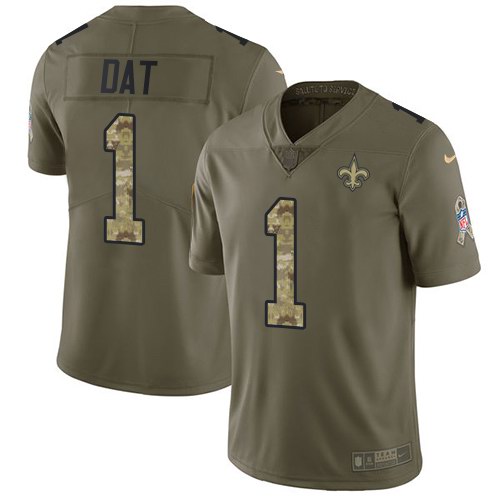  Saints 1 Who Dat Olive Camo Salute To Service Limited Jersey