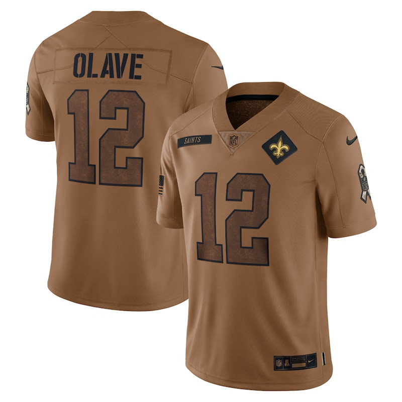 Nike Saints 12 Chris Olave Brown 2023 Salute To Service Limited Jersey