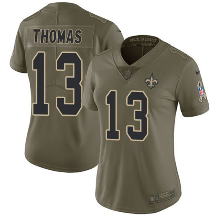 Saints 13 Michael Thomas Olive Women Salute To Service Limited Jersey