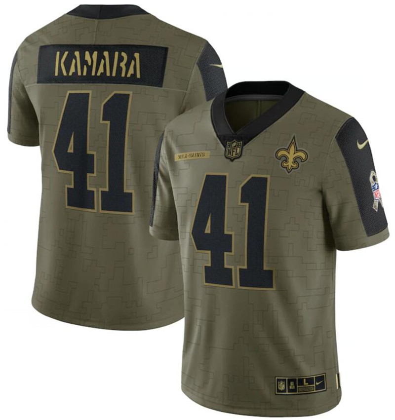 Nike Saints 14 Alvin Kamara Olive 2021 Salute To Service Limited Jersey