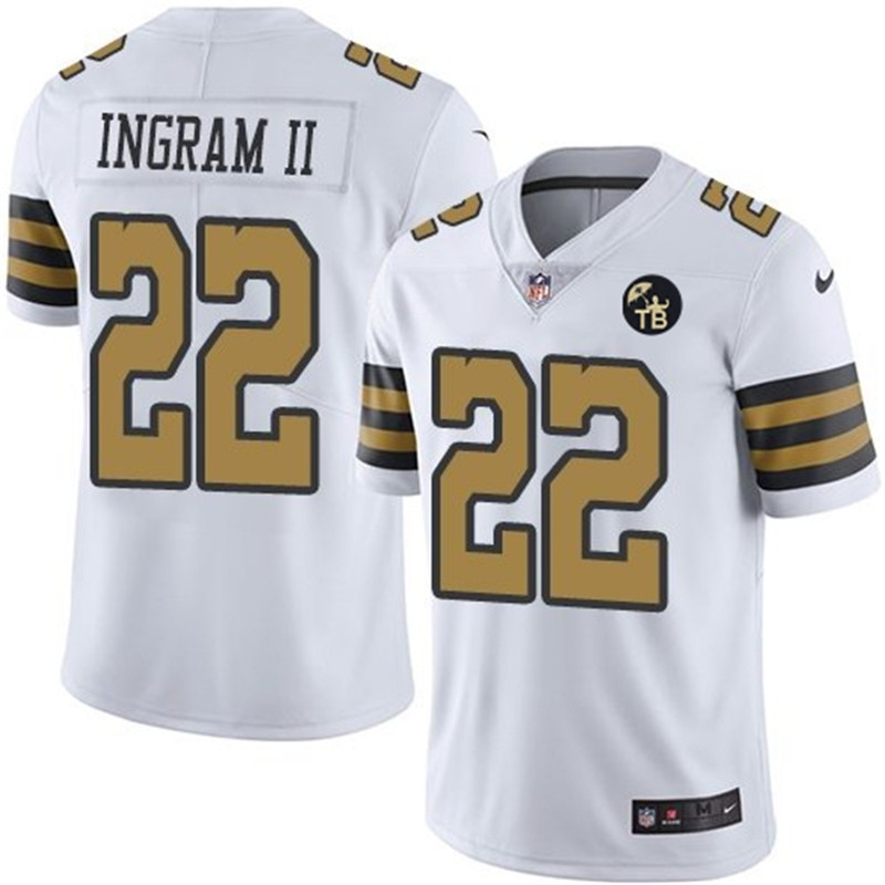  Saints 22 Mark Ingram II White With Tom Benson Patch Color Rush Limited Jersey