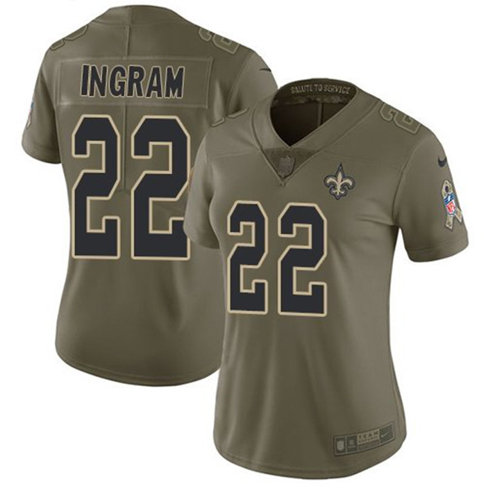  Saints 22 Mark Ingram Olive Women Salute To Service Limited Jersey