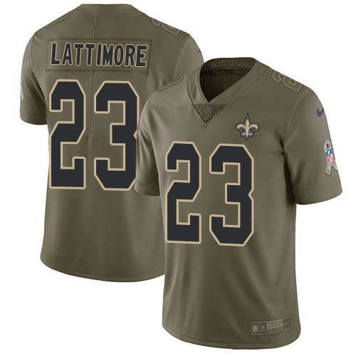  Saints 23 Marshon Lattimore Olive Salute To Service Limited Jersey