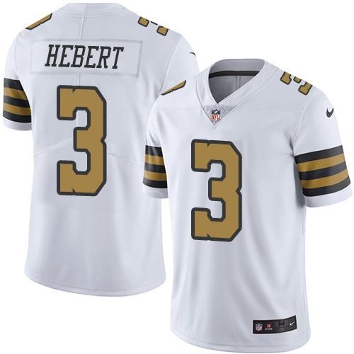  Saints 3 Bobby Hebert White Color Rush Limited Jersey