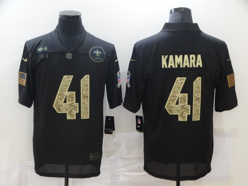 Nike Saints 41 Alvin Kamara Black Camo 2020 Salute To Service Limited Jersey