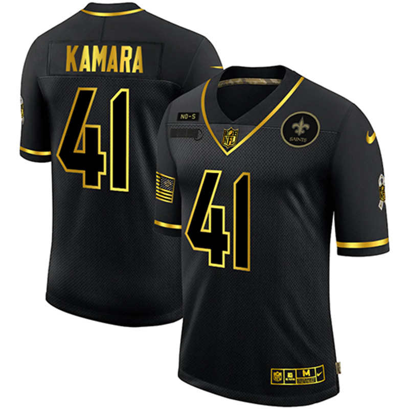 Nike Saints 41 Alvin Kamara Black Gold 2020 Salute To Service Limited Jersey